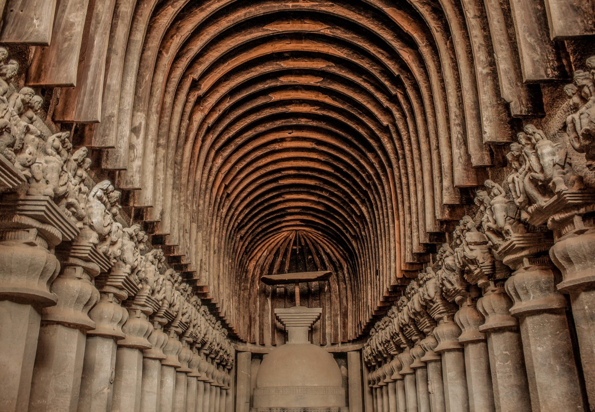 Detailed view of Karla Caves interior